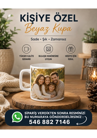 Kişiye Özel Fotoğraflı Beyaz Fincan Kupa