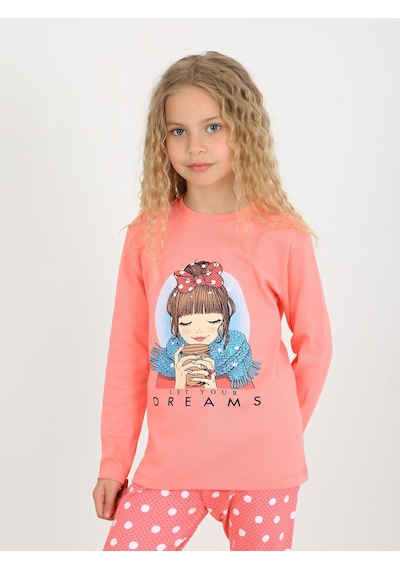 Kız Çocuk Uzun Kollu %100 Pamuklu Pijama Takımı Let Your Nar