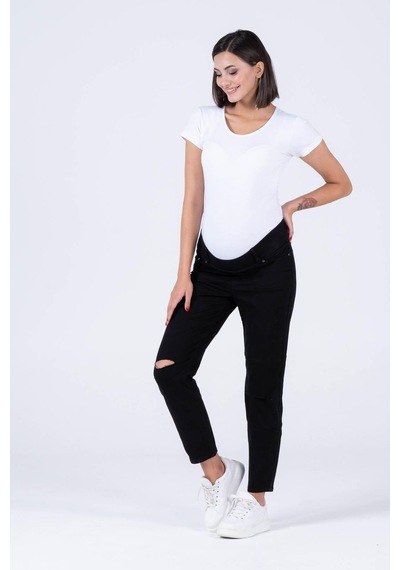 Busa Hamile Alt Karın Bantlı Skinny Dar Paça Kot Pantolon Siyah-siyah