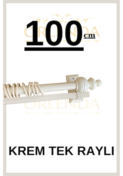 Rustik Perde Askısı Krem 100cm - Ahşap Rustik Krem