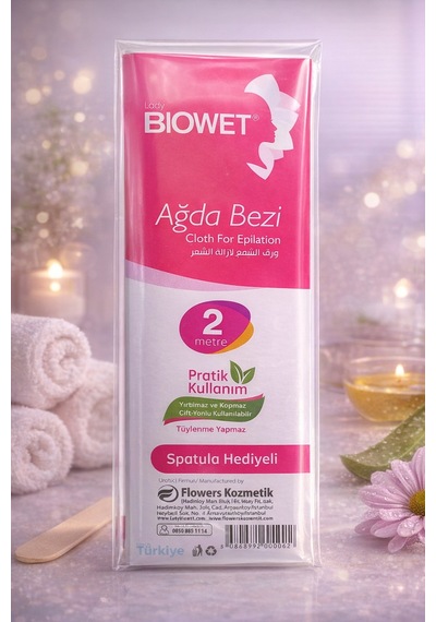 Biowet Ağda Bezi 2 Metre Spatula Hediyeli Epilasyon Bezi Dayanıklı Tüy Dökme Bezi 2'li Paket