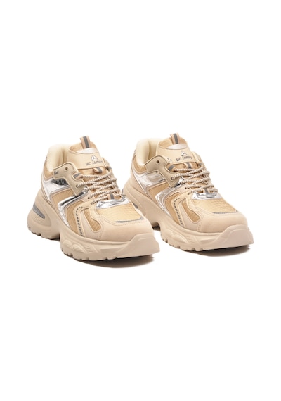 Bej Bağcıklı Kalın Taban Hafif Kadın Sneaker 2318 G Bej