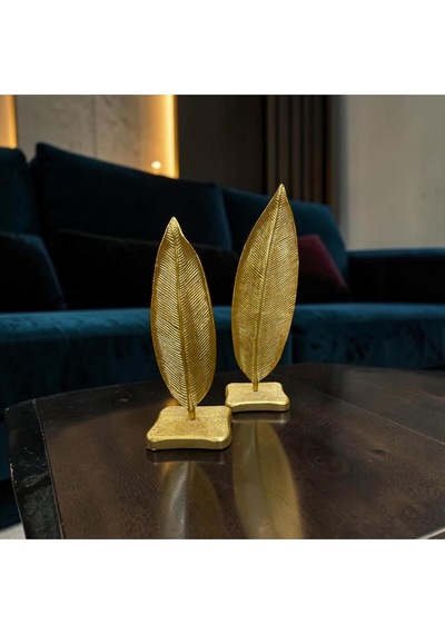Sleep Nova Golden Leaf Yaprak Tasarımlı İkili Dekoratif Obje Seti