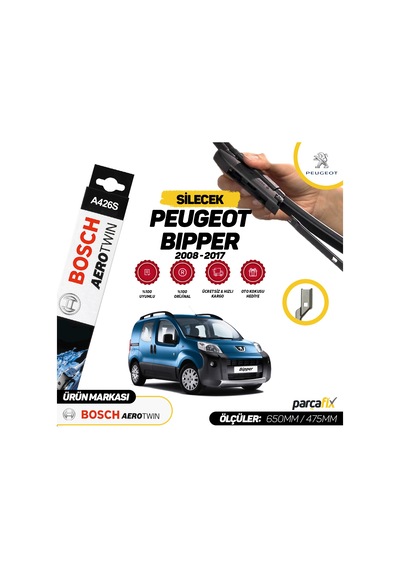 Peugeot Bipper Bosch Aerotwin A426S Silecek Seti 2008-2017