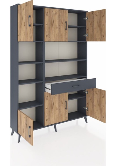 Arges Dolap 10 Raflı Tek Çekmeceli 6 Kapaklı 132x30x195 Antrasit-çam/antrasit Atlas Çam/antrasıt Arges Dolap 10 Raflı Tek Çekmeceli 6 Kapaklı 132x30x195 Antrasit-çam/antrasit Atlas Çam/antrasıt