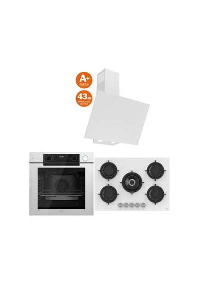 Ferre Steam Plus 75 Serisi QEP64CB-RS036-D078-SA 3lü Cam Ankastre Set