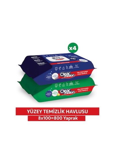 Clearmotion Yüzey Temizlik Havlusu (8x100) 800 Yaprak