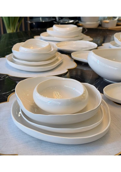 29 Parça 6 Kişilik Porselen Planet Collection White Yemek Takımı-5395 Beyaz
