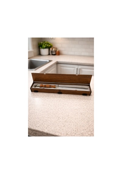 CH woodline Premium Masat 22 Cm, 4140 Çelik Bıçak Bileyici, Ceviz Saplı, Ahşap Kutulu Profesyonel Masat -