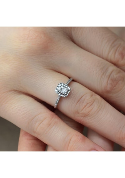 Lilarote Kare Tarz Pırlanta Modern Tasarım Coronet Yüzük