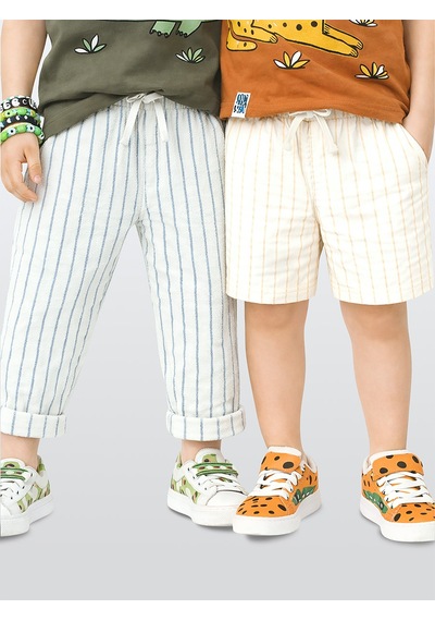 Denokids Keten Görünümlü Erkek Çocuk Şort ve Pantolon Pamuk Dokuma Yazlık