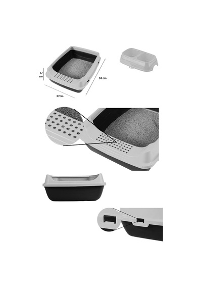 Premium Kedi Başlangıç Seti - Açık Kedi Tuvaleti, Taşıma Sepeti, Peluş Simit Yatak, Tırmalama T