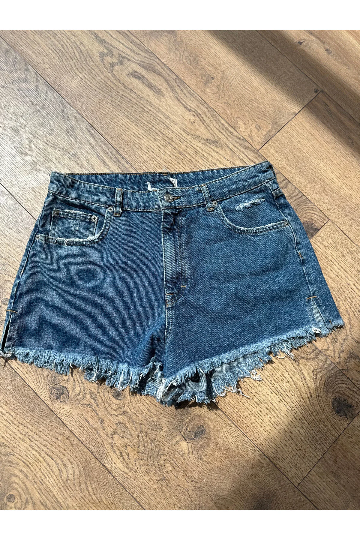 Eymenn Butik Kot Şort Denim Şort Püsküllü Mavi