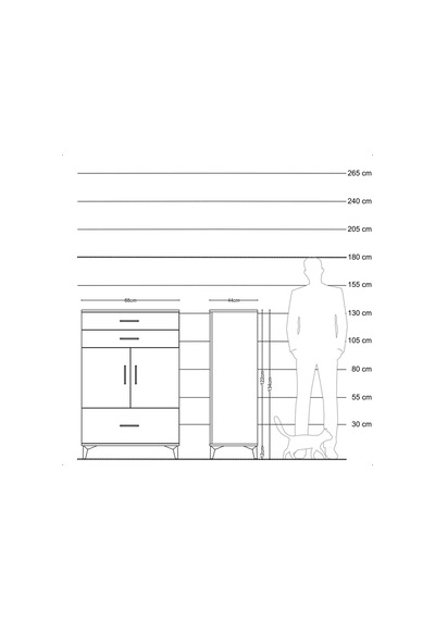 Hyperion Dolap 2 Raflı 3 Çekmeceli 2 Kapaklı 88x44x134 Çam-çam Atlas Çam