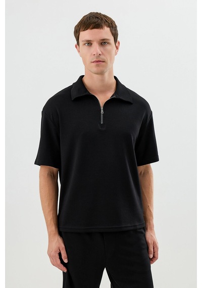 Antioch Polo Yaka Basic T-shirt Siyah