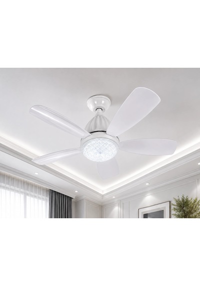 Bay 1 Adet Fim Kristal 30w Ledli 5 Kanat Tavan Vantilatörü 1154 Kumandalı 3 Renk E27 Duy Najmaddin