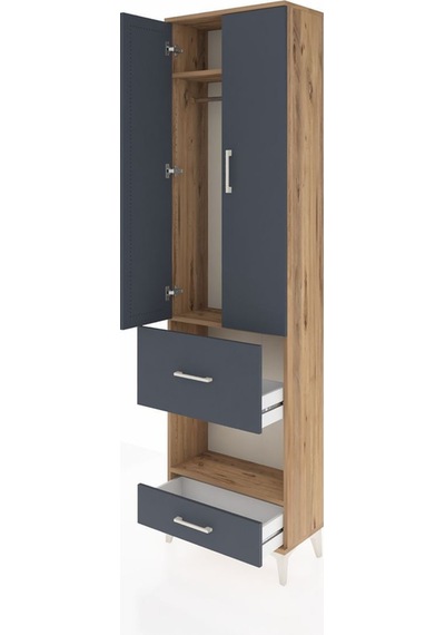 Arges Dolap 3 Raflı 2 Çekmeceli Tek Askılı 60x30x221 Çam-antrasit Atlas Çam Arges Dolap 3 Raflı 2 Çekmeceli Tek Askılı 60x30x221 Çam-antrasit Atlas Çam