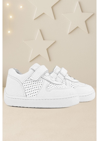 Rakerplus Bob Hakiki Deri Beyaz Barefoot Beyaz Tabanlı Cırtlı Bebek Sneaker Ayakkabı Beyaz