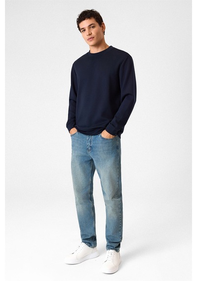 Backandbond Bisiklet Yaka Lacivert Sweatshirt