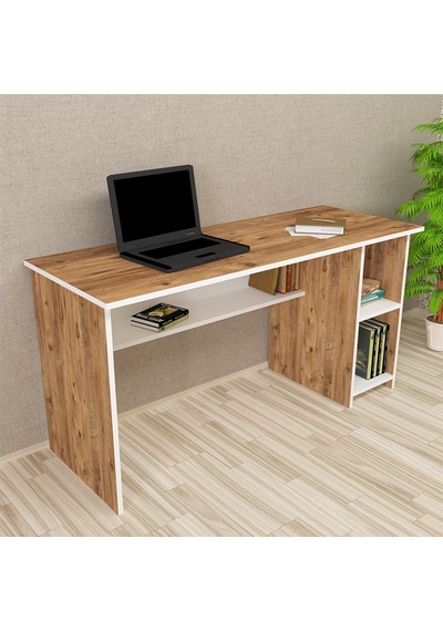 Kalenderdekor1 Kalender Dekor Avel 145 Cm Çalışma Masası Avl02 Beyaz  -  Meşe
