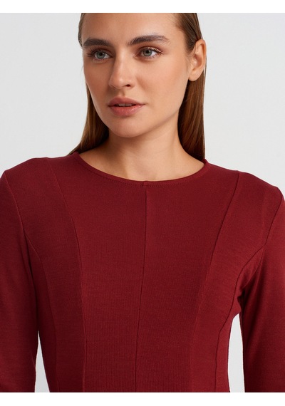 Dilvin 32090 Uzun Kollu Peplum Top-açık Bordo Açık Bordo Dilvin 32090 Uzun Kollu Peplum Top-açık Bordo Açık Bordo