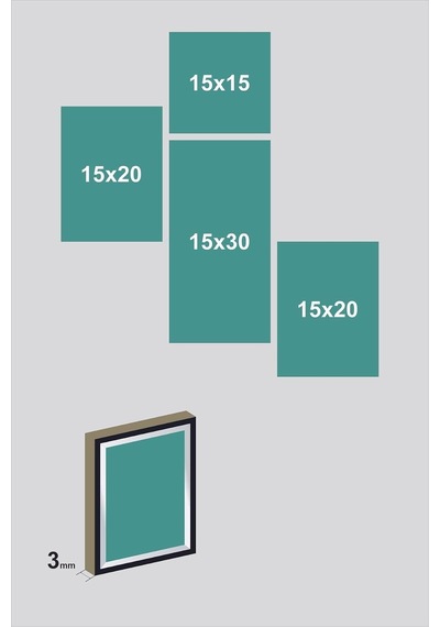 4 Parça Dekoratif Mdf Tablo Seti Çerçeve Görünümlü Dekolıadko104