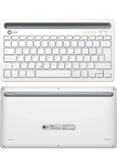 Lecoo Bk100 Bluetooth V3.0 Çoklu Cihaz Uyumlu Şarj Edilebilir Kablosuz  Beyaz Türkçe Q Klavye