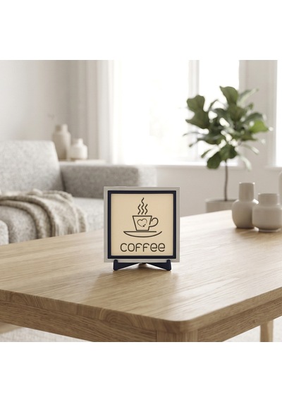 Coffee Kalpli Modern Masaüstü Objesi, Kahve Molalarınızı Güzelleştiren Özel Tasarım 10x10 Cm