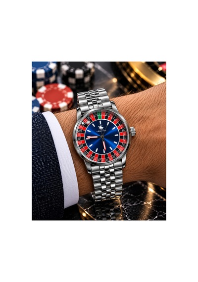 Erkek Rulet Model Çelik Analog Kol Saati Sabittir. İçi Dönmüyor Lacivert - 934919453 Gümüş