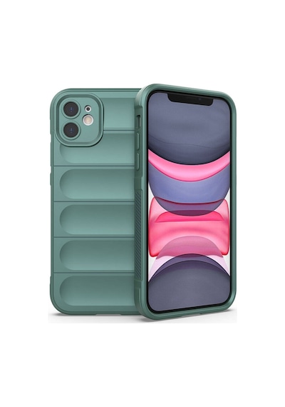 Apple iPhone Uyumlu 11 Kılıf Kamera Korumalı Esnek Silikon Parmak Şeritli Pazarplus Koyu Yeşil
