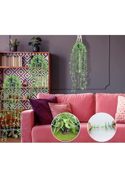 Yapay Çiçek Sarkan Okaliptus 80Cm 5Dal Yeşil Açık