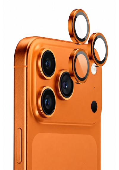 Apple iPhone 17 Pro / 17 Pro Max Uyumlu Kamera Lens Koruyucu Kozmik Turuncu