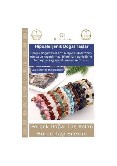 Bileklik Doğal Taş Ayarlanabilir Su Geçirmez Hediye Tasarım Aslan Burçları Burç Unisex Bileklik Çok Renkli