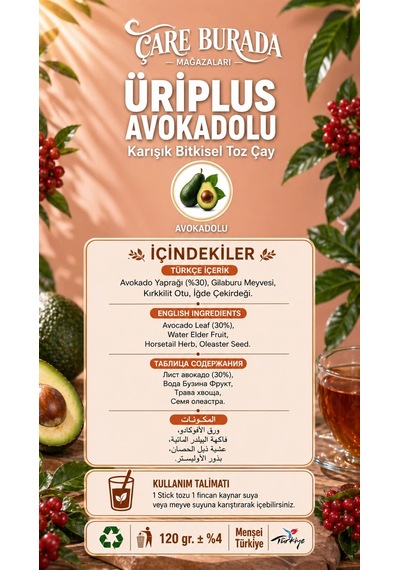 Dr. Bronos - Üriplus Avakadolu 30'lu Stick Çay Avakado & Gilaburu & Kırkkilit Otu & İğde Çekirdeği