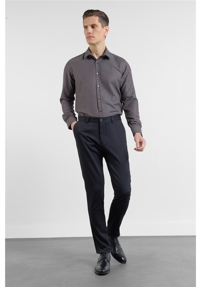 İmza Siyah Yan Cep Düz Paça Armürlü Slim Fit Pamuklu Chino Pantolon 1003260165
