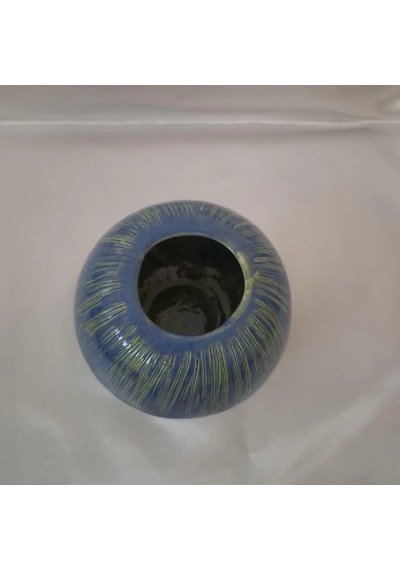 Okyanus Esintisi Dokulu Vazo - El Yapımı Seramik Sanat Eseri