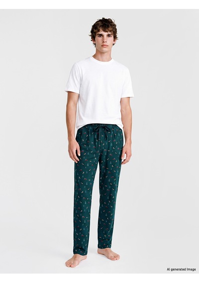 LC Waikiki Lc Waıkıkı Yeşil Yılbaşı Temalı Erkek Pijama Alt