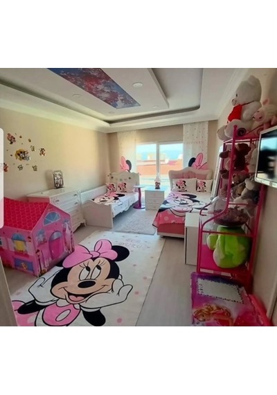 Mini Dijital Baskı Çocuk Oda Halısı Beyaz