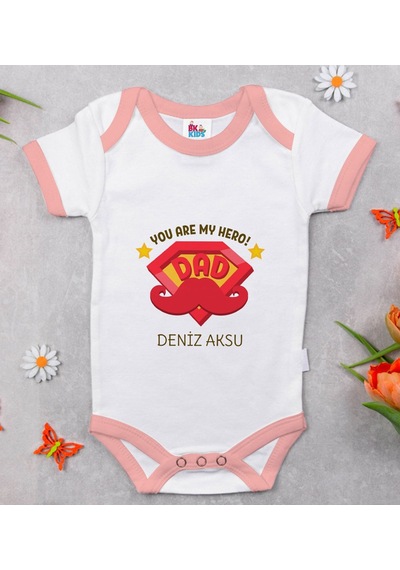 Bk Gift Bk Kids Kişiye Özel Pembe Bebek Body Zıbın - Model 16