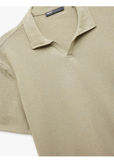 Koton Pamuklu Regular Fit V Polo Yaka Kısa Kollu Tişört Yeşil 5sam10024mk Yeşil