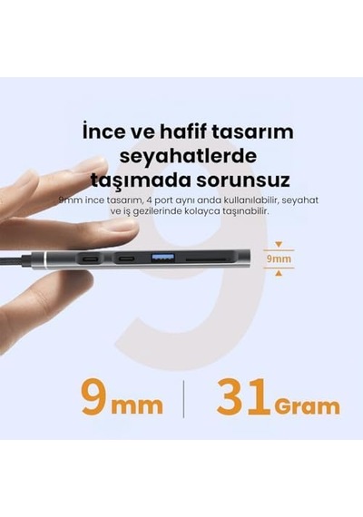 Chb025 Usb-a Ve Type-c Girişli 2 Type-c 1 Usb-a Sd Micro Sd Tf Kart Okuyucu Çoklayıcı Dönüştürücü