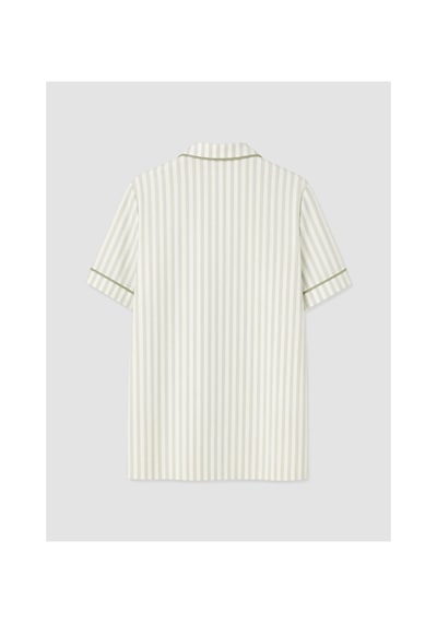 Lcw Dream Yeşil Gömlek Yaka Çizgili Kadın Pijama Takımı