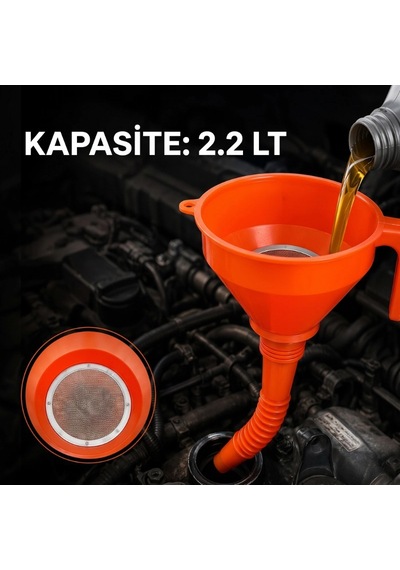 Çelik Süzgeçli Huni - Spiralli Ve Sabit Borulu - 2.2 Litre Kapasite Ttt