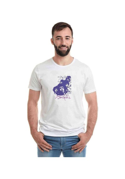 Jımı Hendrıx Purple Haze Baskılı Beyaz Erkek Tshirt