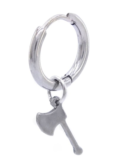 Bz 316l Çelik Unisex Tek Balta Küpe Unk-484 Beyaz