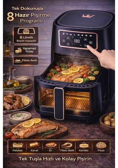 Hiking HAF-508 Airfryer 6 LT Yağsız Fritöz