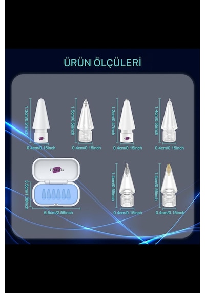 Stylus Kalem Ucu 6 Lı Set Apple Pencil Ve Fuchsia Kalem Uyumlu Yeni Nesil Uç
