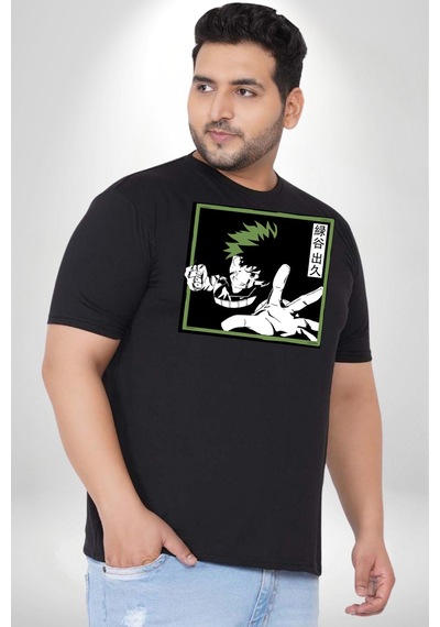 Angemiel My Hero Academia Dabi Anime Siyah Büyük Beden Erkek Kadın Unisex Basic Ön Baskılı Tişört Siyah