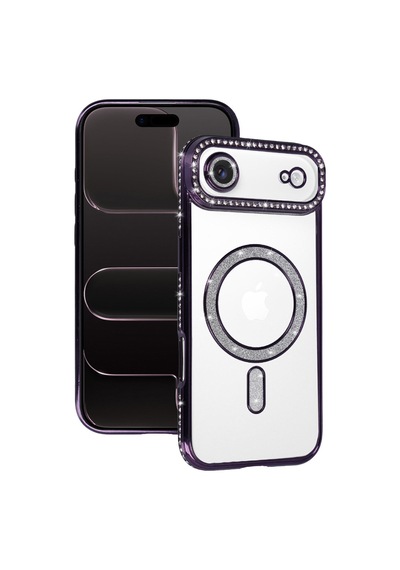Apple iPhone Uyumlu 17 Air Joke Simli Magneticsafe Kılıf - Derin Mor Bzsxx00 1