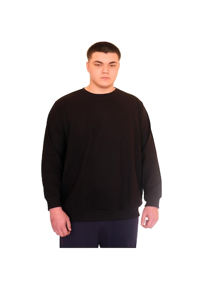 Mode Xl Büyük Beden Erkek Bisiklet Yaka Sweatshirt Selanik U24441 Siyah Siyah